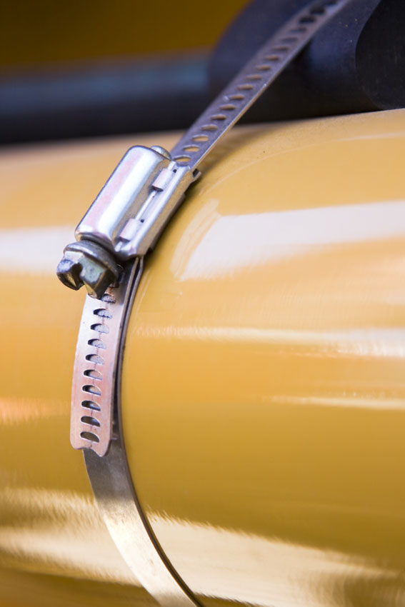 Stainless Steel Hose Clamp and Yellow Pipe Stainless Steel Hose Clamp and Yellow Pipe